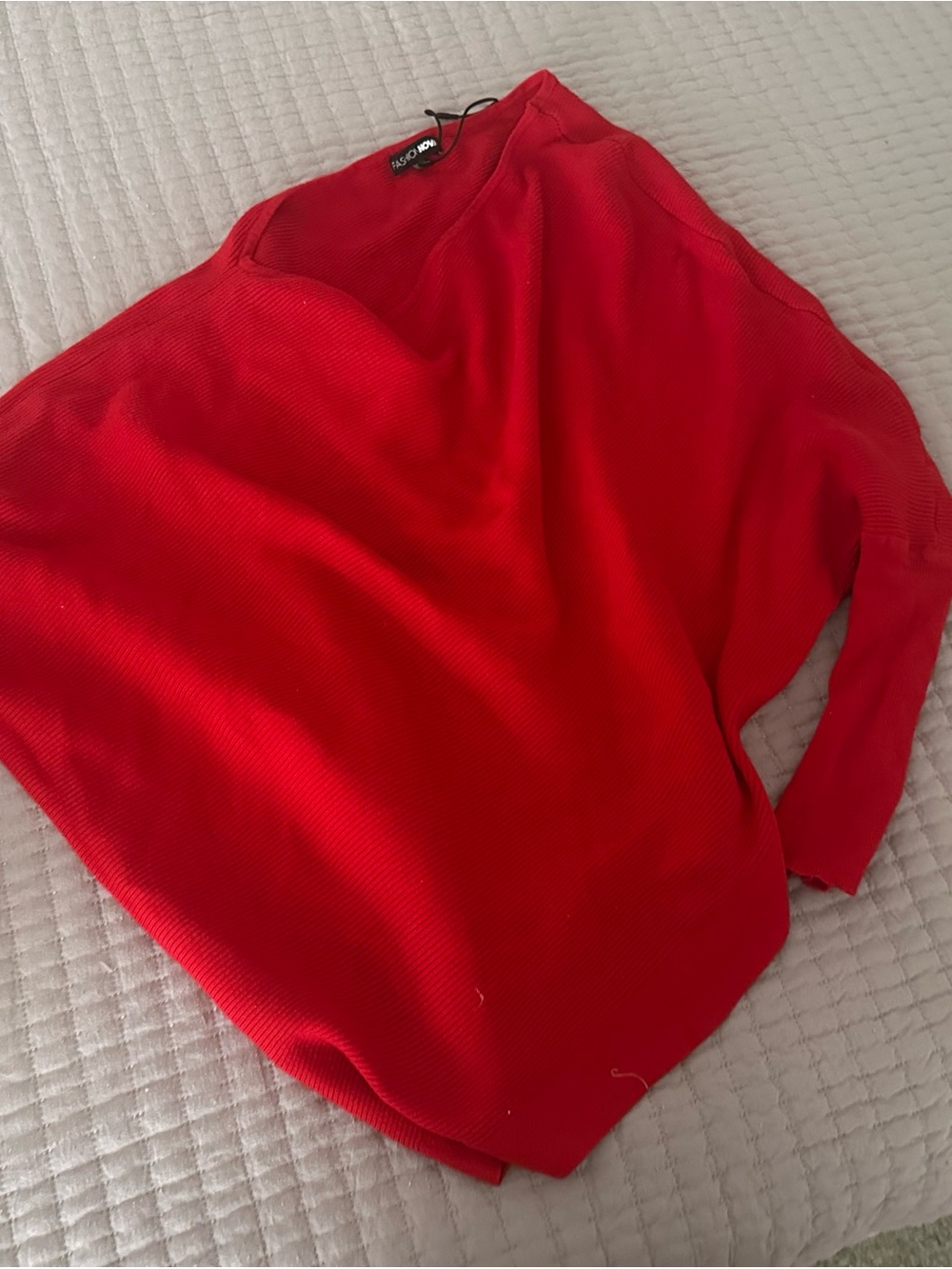 Fashion Nova Red V-Neck Knit Sweater - Picture 1 of 2